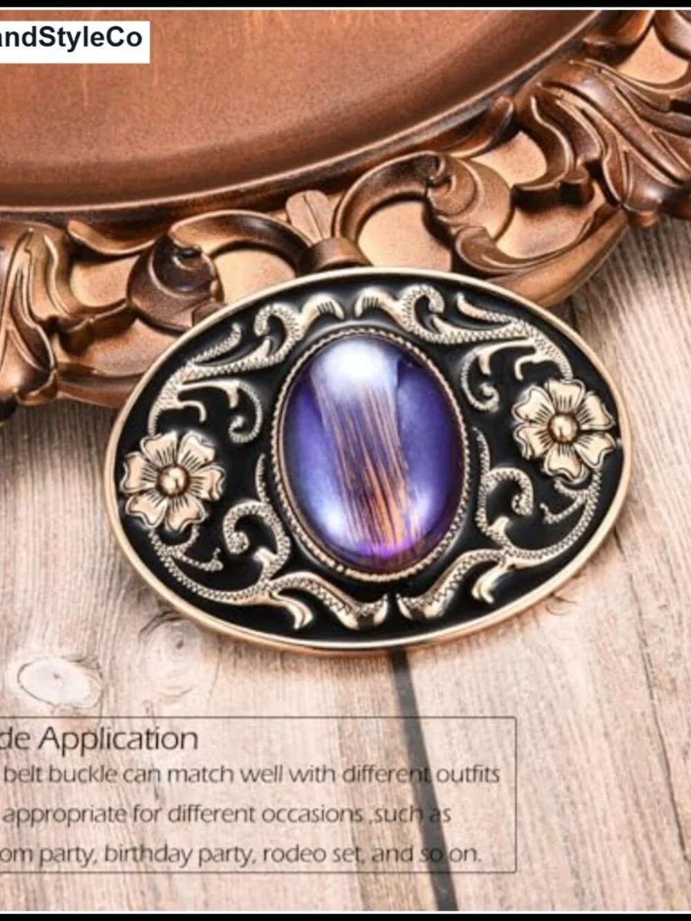 Vintage Western Cowboy Belt Buckle, Native American Style, Synthetic Stone,